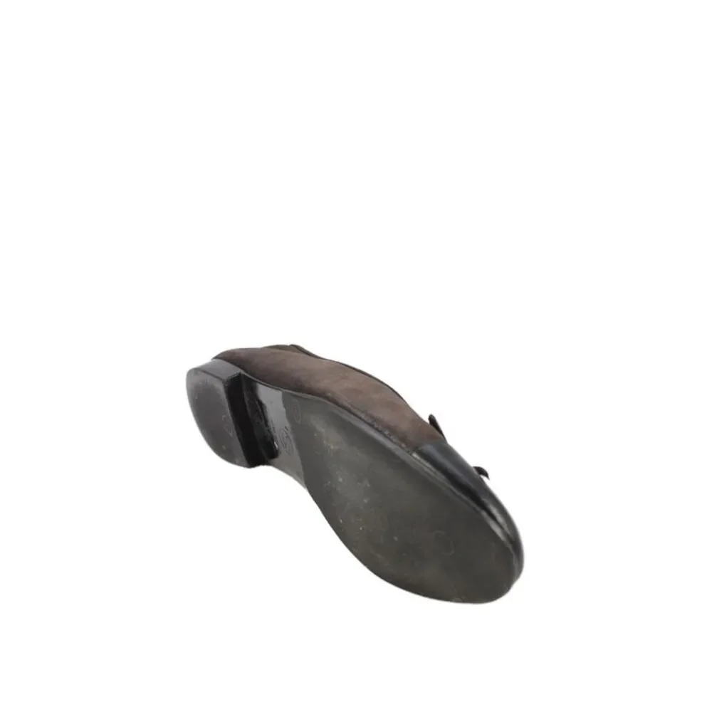 Chanel Womens Leather Cap Toe Ballet Flats Dark Brown Black Size 42 12